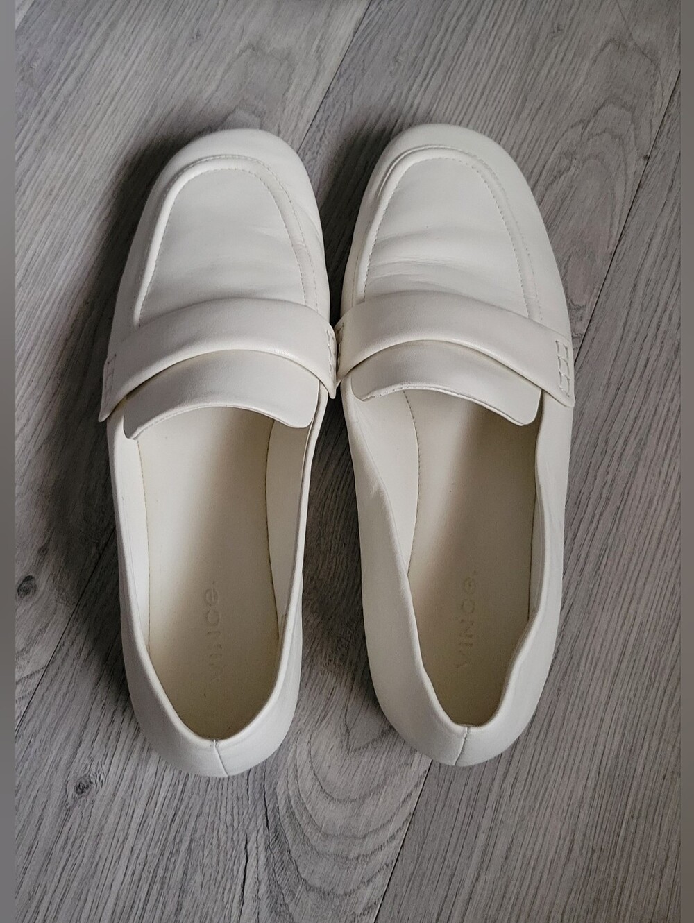 Vince Davis Milk White Leather Loafers with Penny Keeper Vamp, US 8.5 EU 39 - Picture 10 of 16